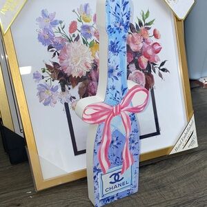 Fashion Blue Floral Bottle Charm with Pink Bow - Women Accessories